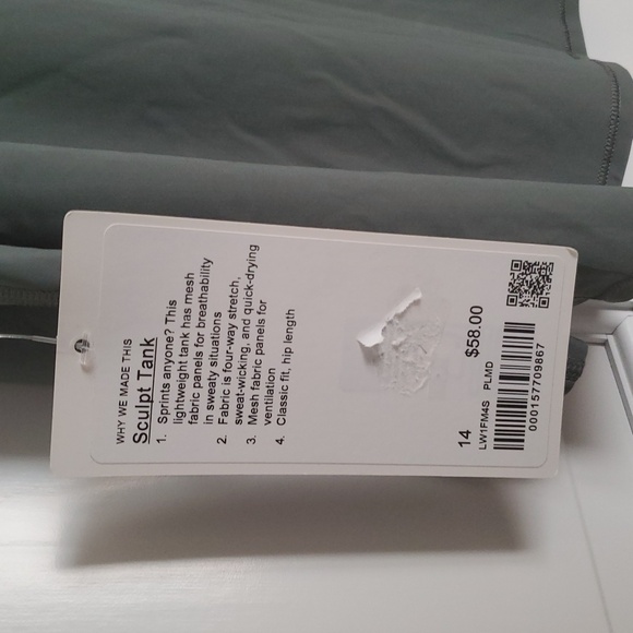 NWT Lululemon Sculpt Tank Top SZ 14 Palm Deco - Picture 3 of 3